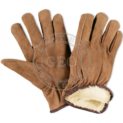 Leather Working Fur Lining Driver Gloves